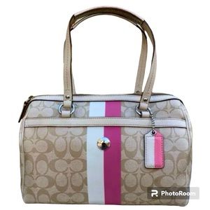 Coach Heritage Stripe Zip Satchel